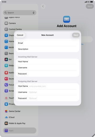 Press Host Name and key in smtp.telstra.com.