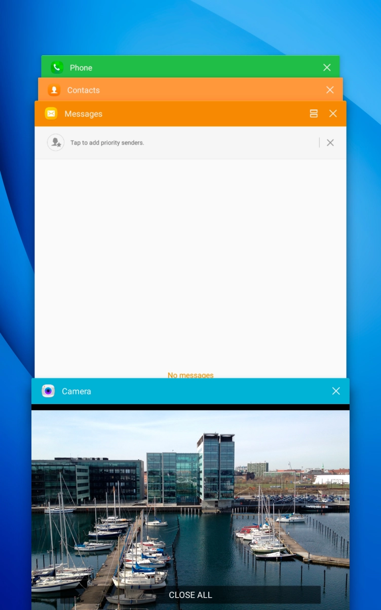 To end one running application, slide your finger right on the required application.