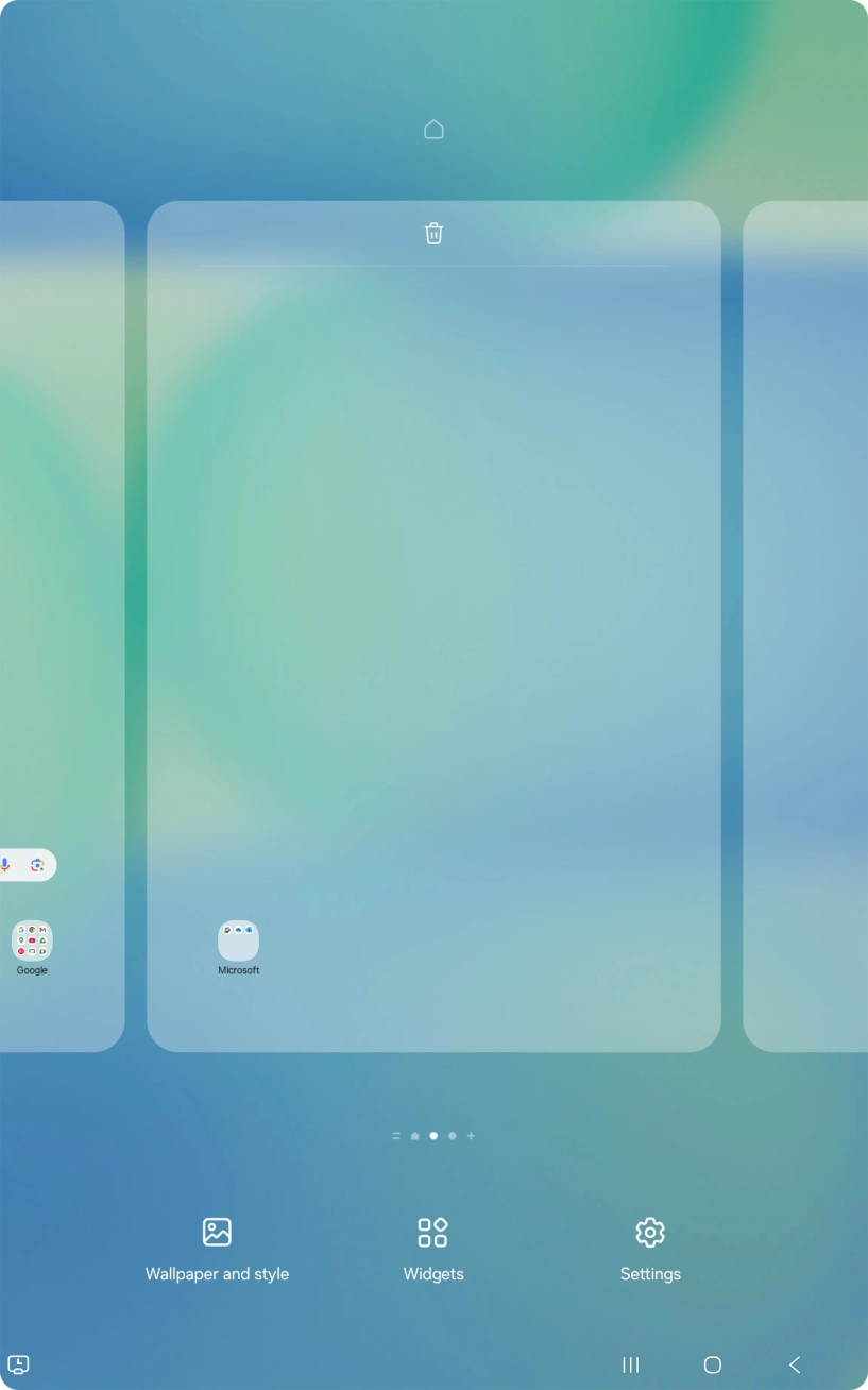 Press the remove icon to remove the home screen page.