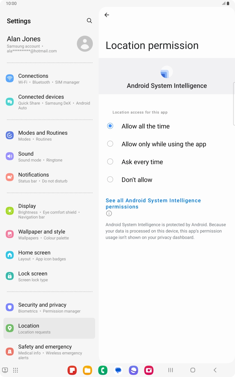 Press the required setting.