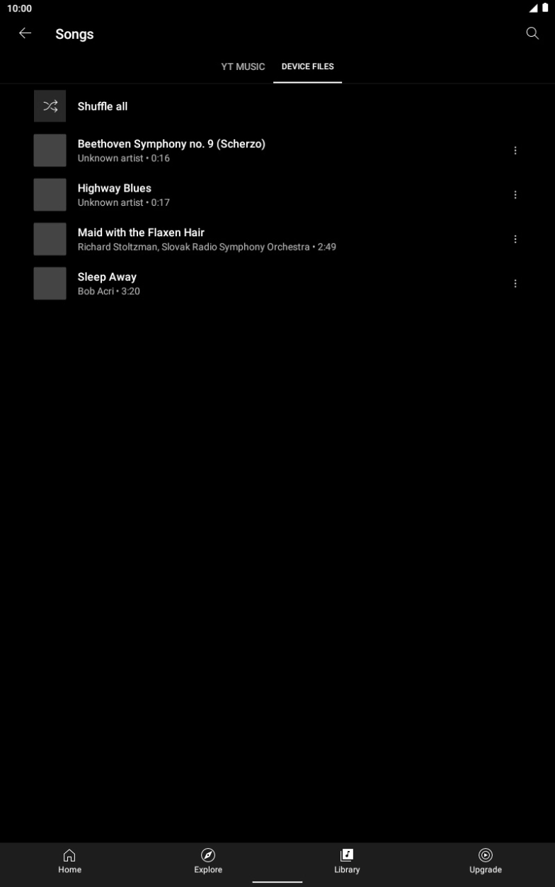 Press the required audio file. Press the required audio file.