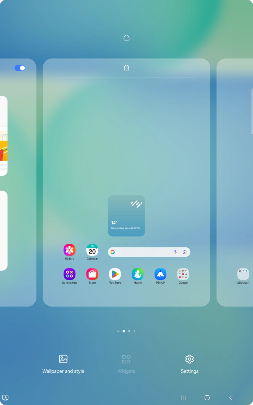 Press the required setting and follow the instructions on the screen to personalise the appearance of the home screen.