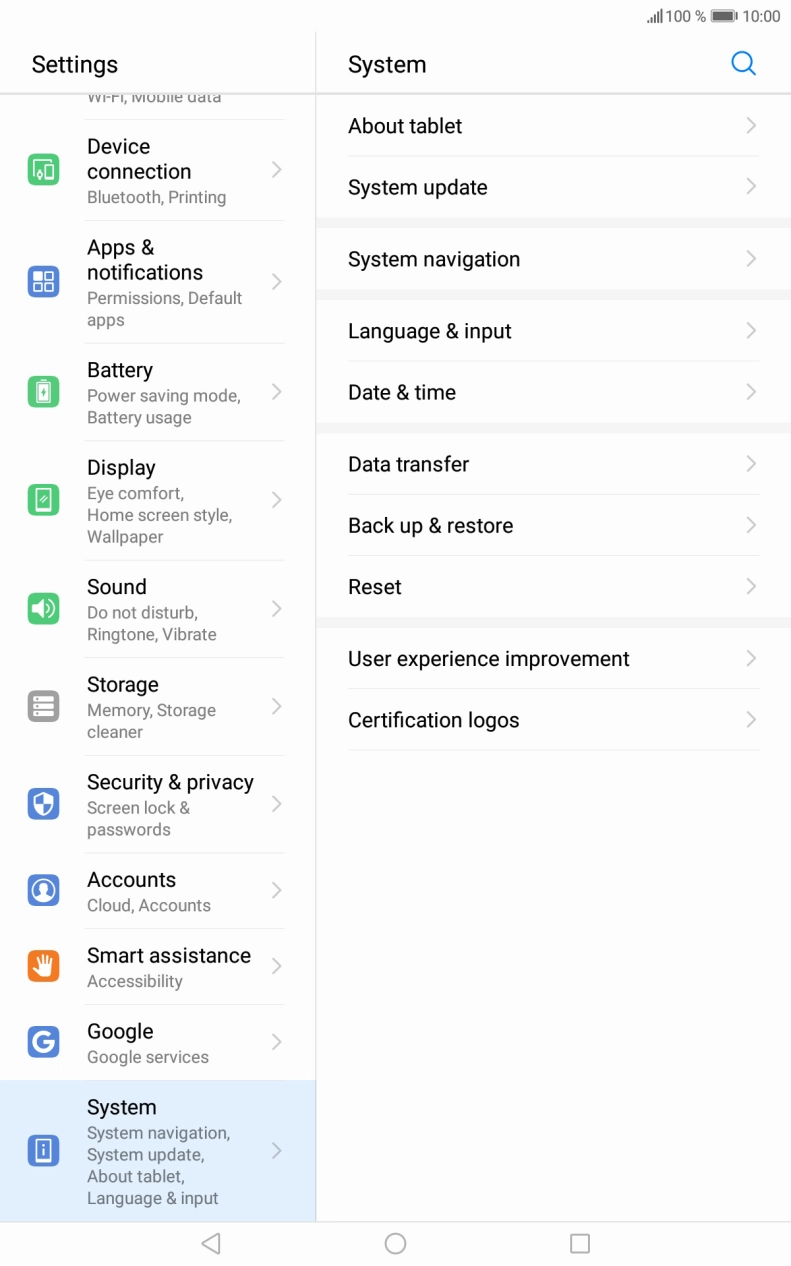 Press System update. If a new software version is available, it's displayed. Follow the instructions on the screen to update the tablet software. Press System update. If a new software version is available, it's displayed. Follow the instructions on the screen to update the tablet software.