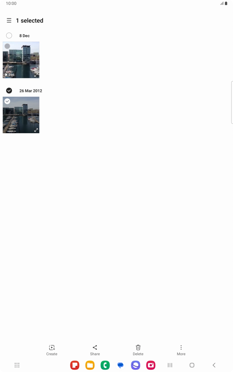 Press the required pictures or video clips.