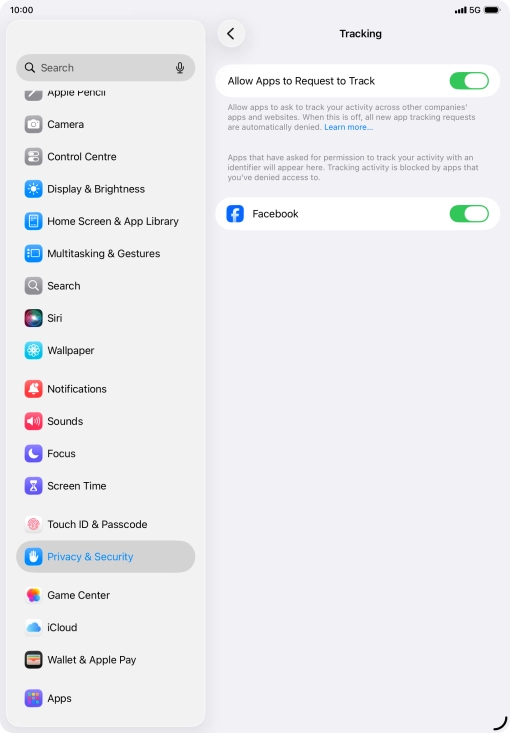 Press the indicator next to 