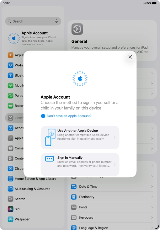 Press Sign in Manually.