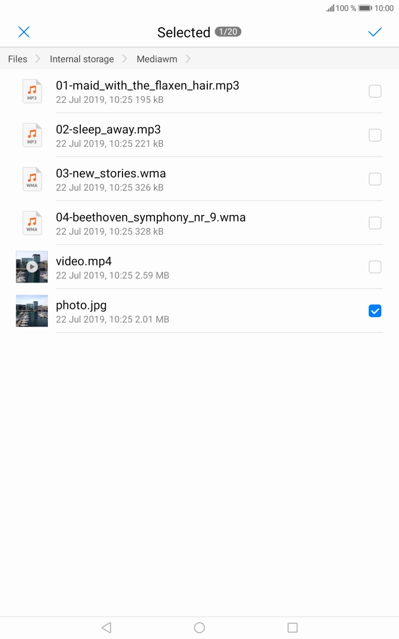 Press the confirm icon.