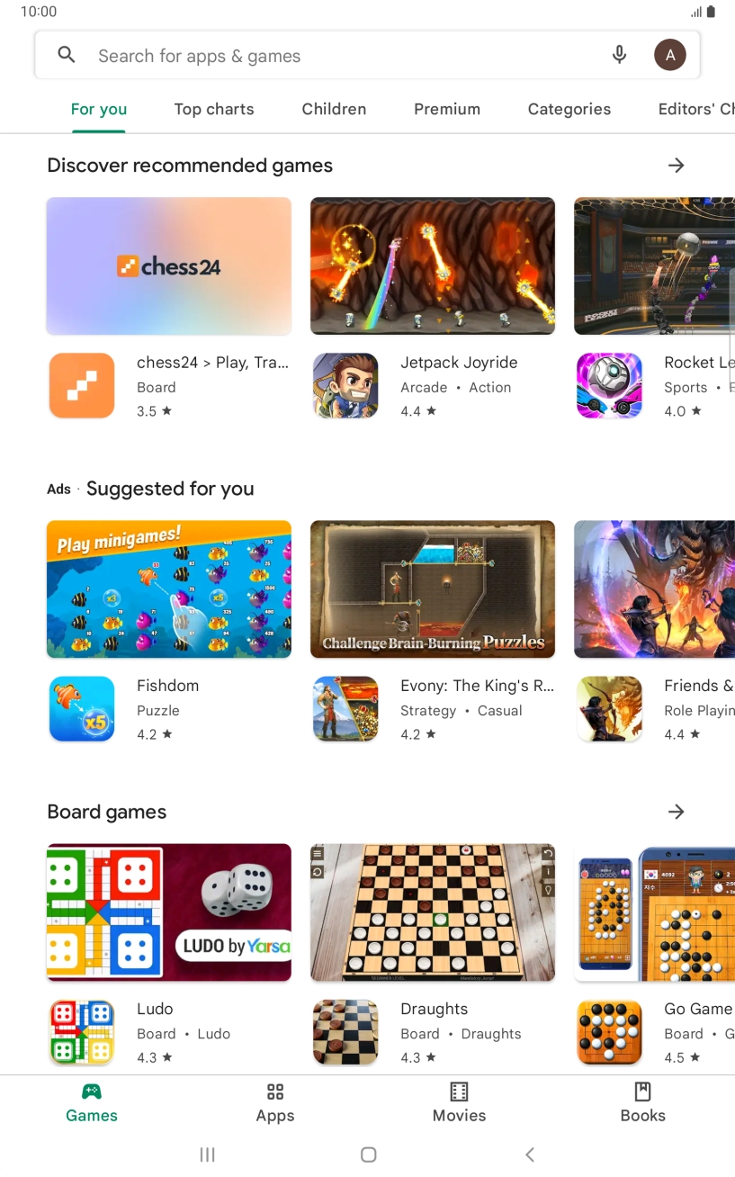 Press the search field.