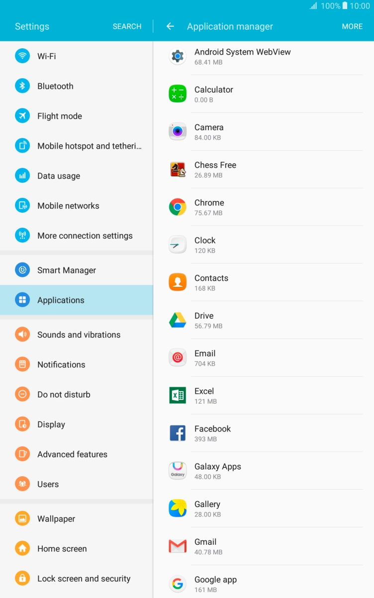 Press the required app.