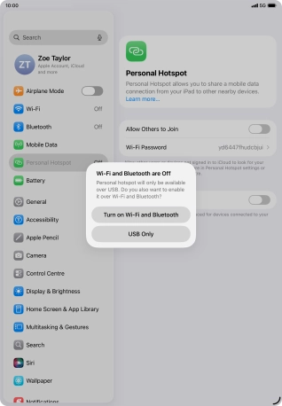 If Wi-Fi is turned off, press Turn on Wi-Fi and Bluetooth.
