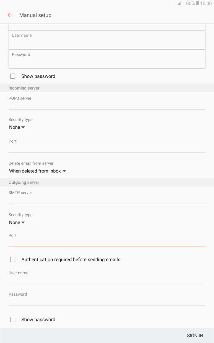 Press Authentication required before sending emails to turn on the function. Press Authentication required before sending emails to turn on the function.