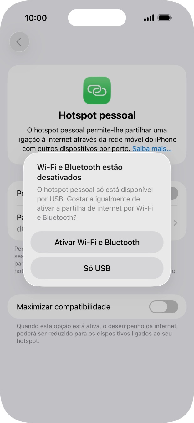 Se o Wi-Fi estiver desativado, prima Ativar Wi-Fi e Bluetooth.
