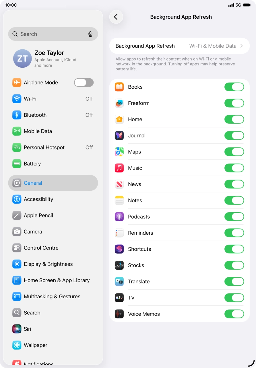 Press Background App Refresh.