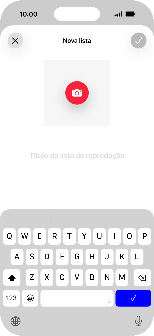 Prima o campo de escrita e introduza o nome da lista de reprodução.