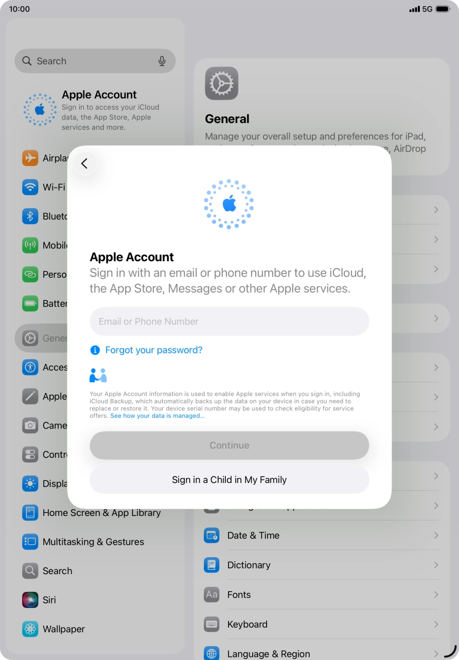 Press Email or Phone Number and key in the username for your Apple Account.
