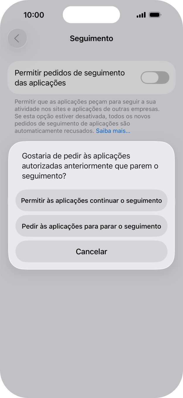 Se desativar a função, prima a definição pretendida.