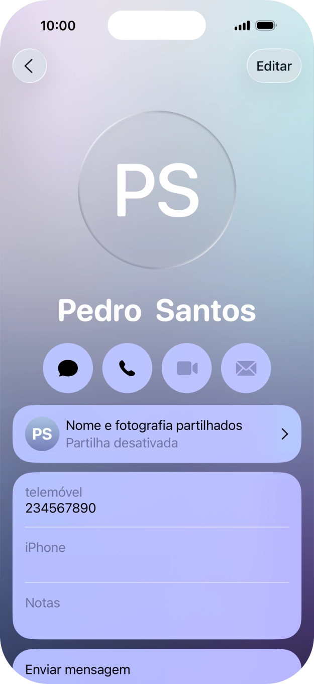 Prima Nome e fotografia partilhados.