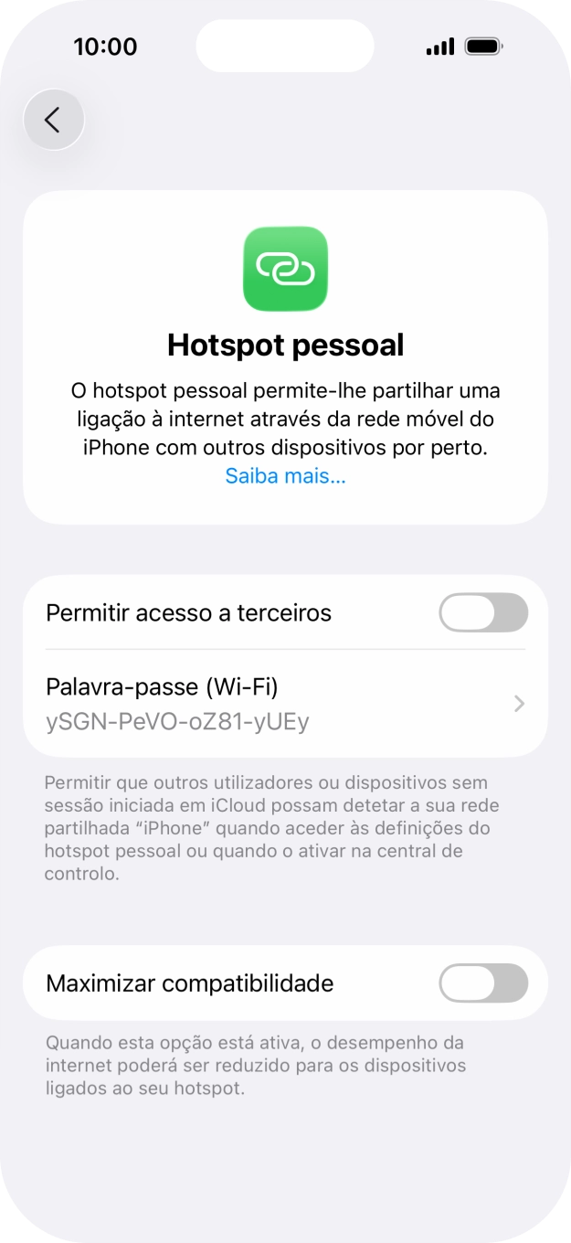 Prima Palavra-passe (Wi-Fi) e introduza a password pretendida.
