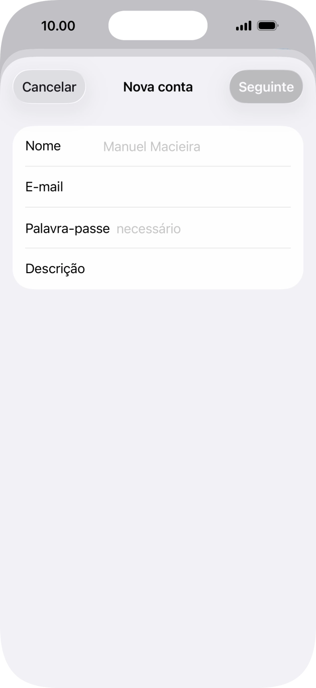 Prima Nome e introduza o nome do remetente pretendido.