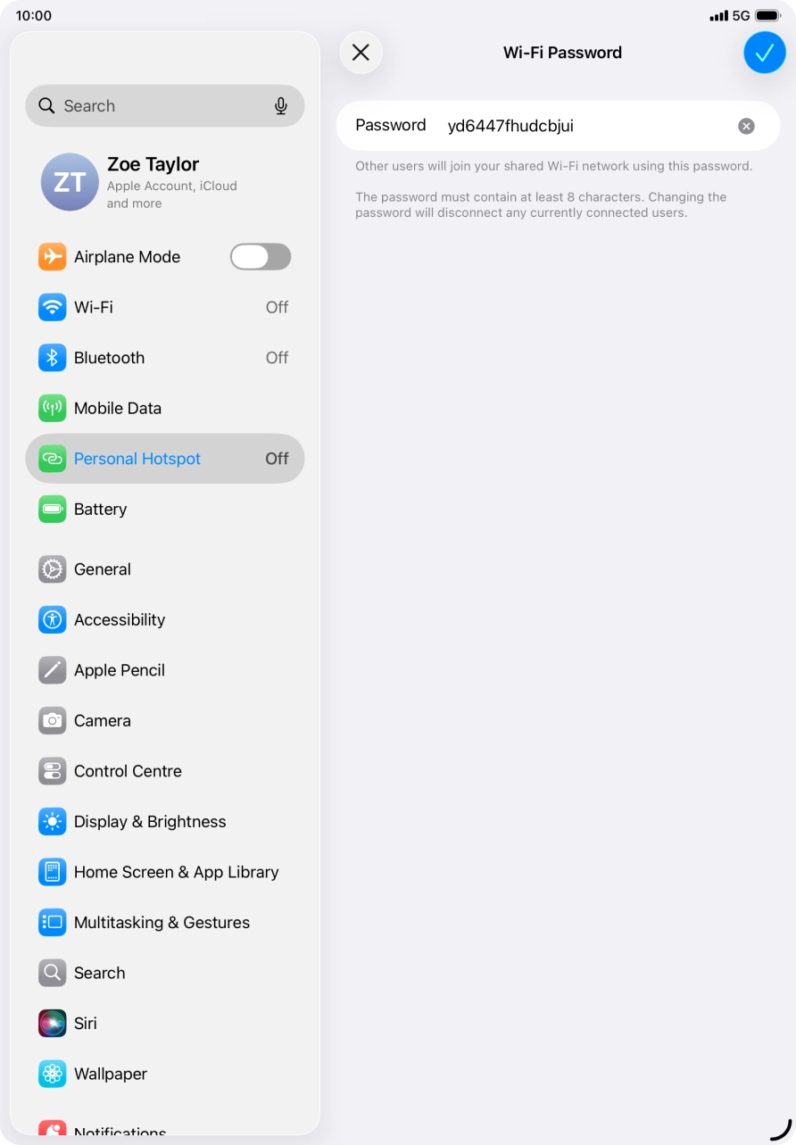 Press the confirm icon.