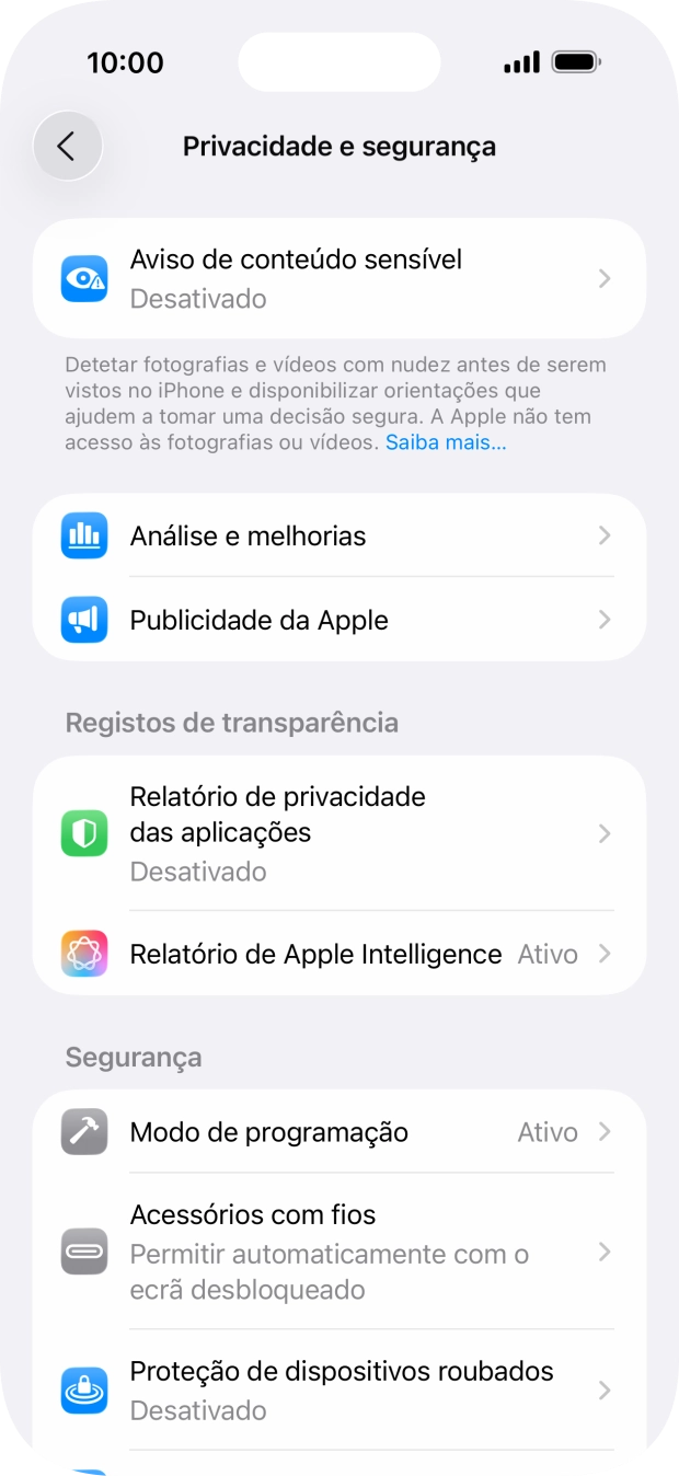 Prima Relatório de privacidade das aplicações.