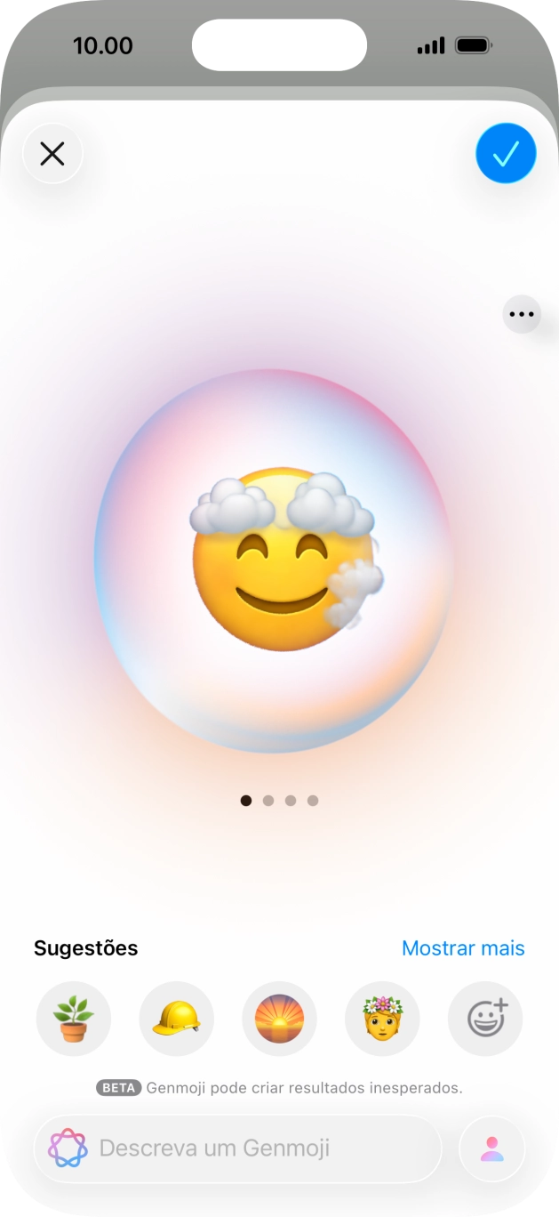 Deslize o dedo sobre o ecrã para a direita ou para a esquerda  para ver os resultados gerados.