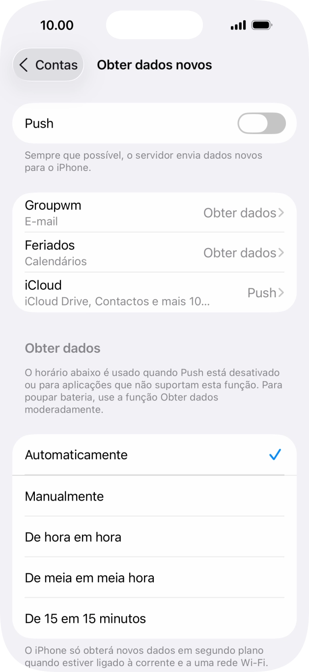 Se desativar a função, prima a definição pretendida.