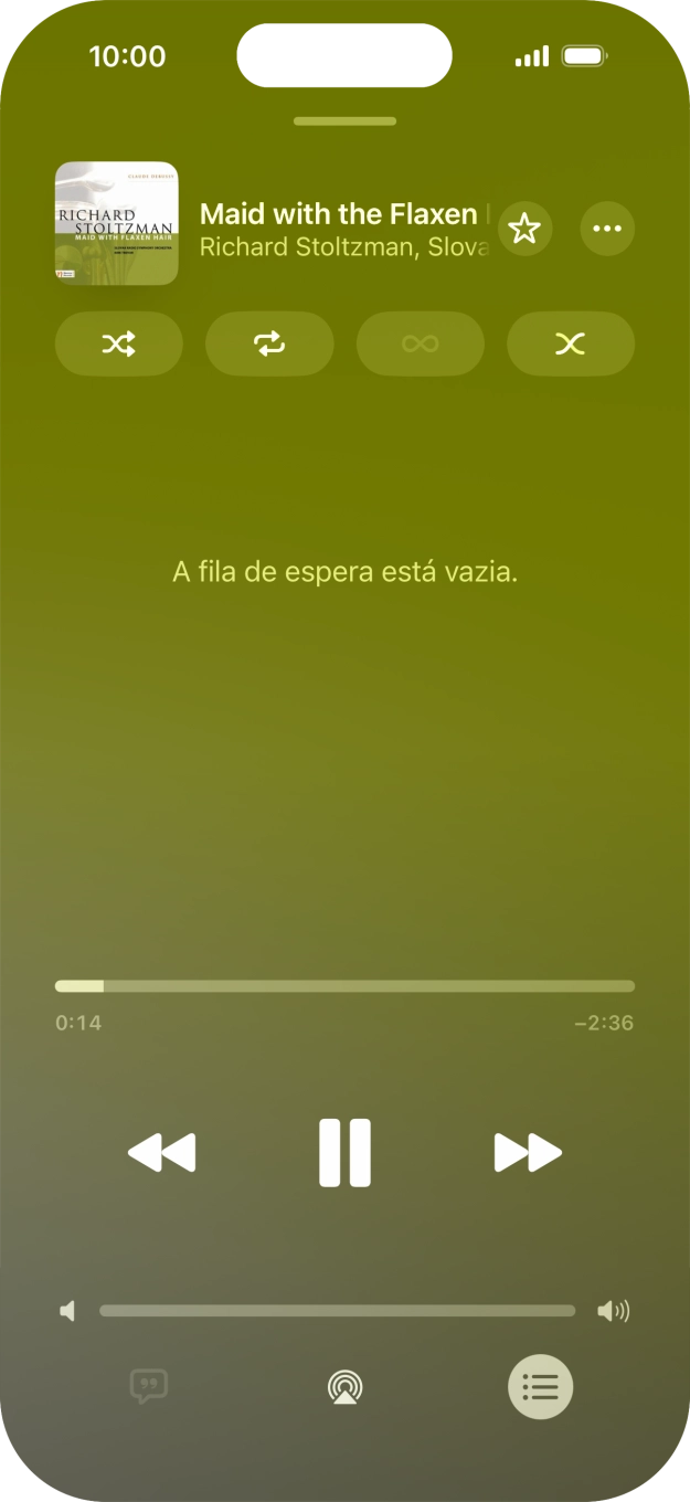 Prima o ícone de reprodução aleatória para ativar ou desativar a função.