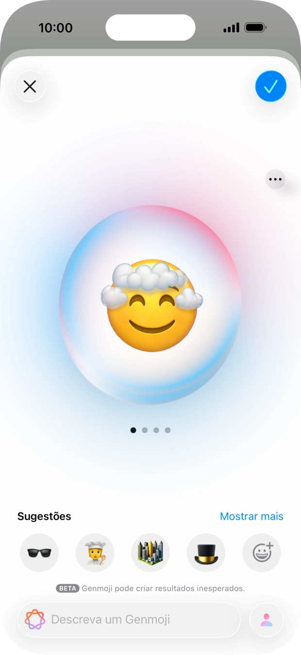 Deslize o dedo sobre o ecrã para a direita ou para a esquerda  para ver os resultados gerados.