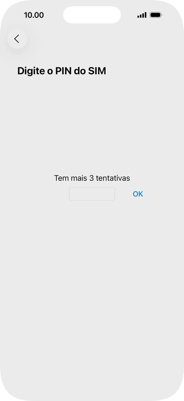 Se o cartão SIM estiver bloqueado, deve introduzir o código PIN e premir OK.