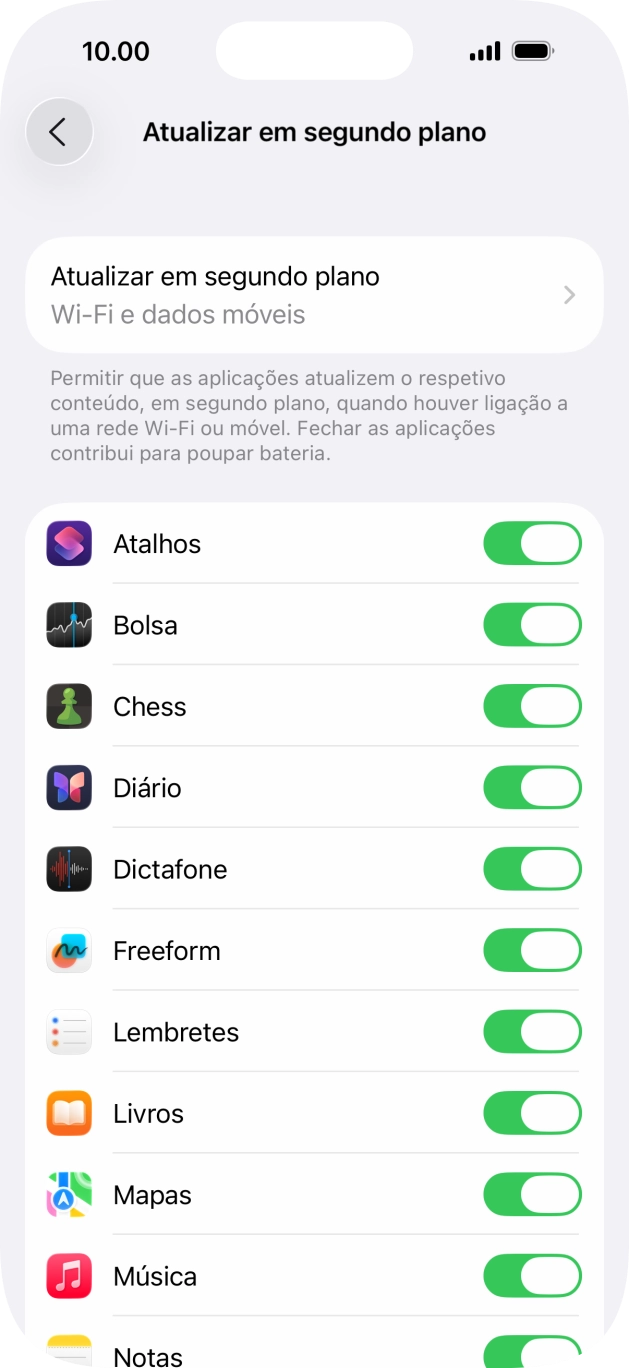 Prima Atualizar em segundo plano.