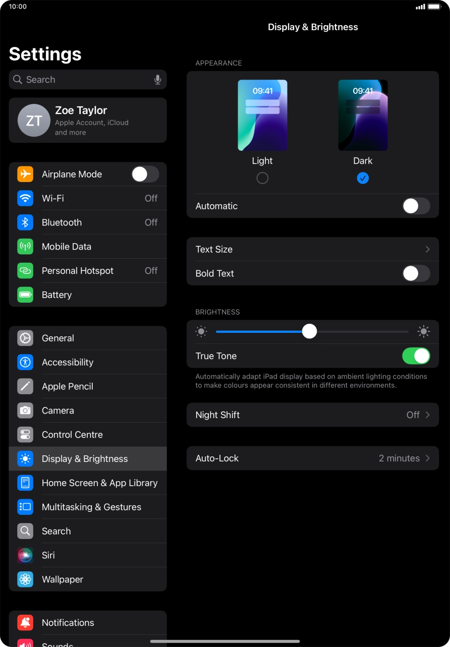 Press the indicator next to 'Automatic' to turn the function on or off. Press the indicator next to 'Automatic' to turn the function on or off.