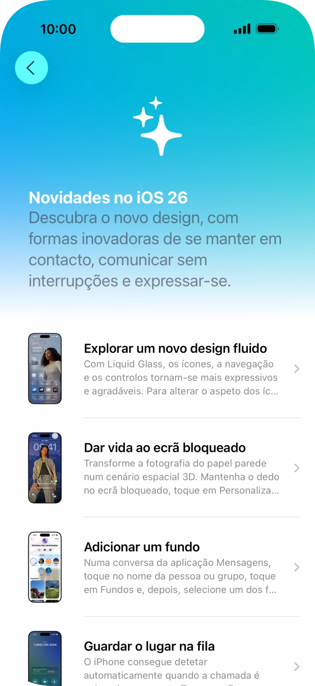 Para voltar ao ecrã inicial, deslize o dedo de baixo para cima a partir da base do ecrã.