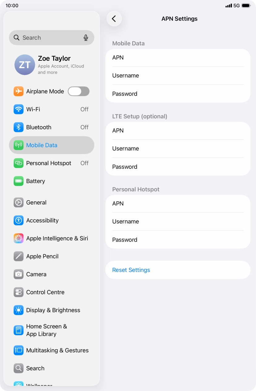 Press APN and key in idata.o2.co.uk.