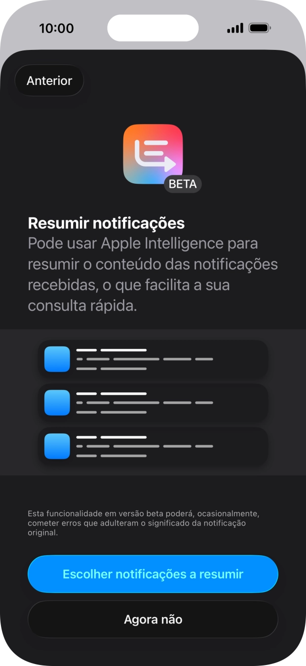 Se ativar a função, siga as indicações no ecrã para escolher mais definições.