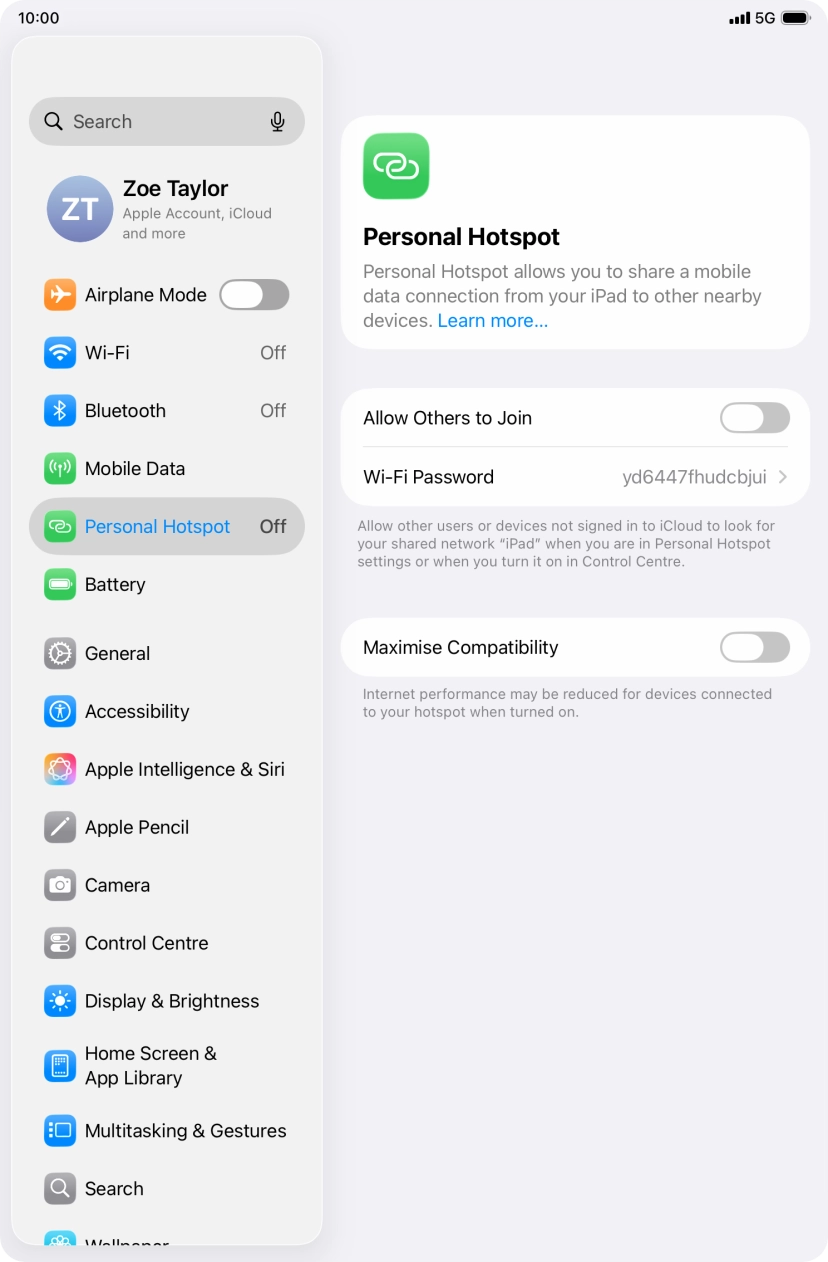 Press Wi-Fi Password and key in the required password.