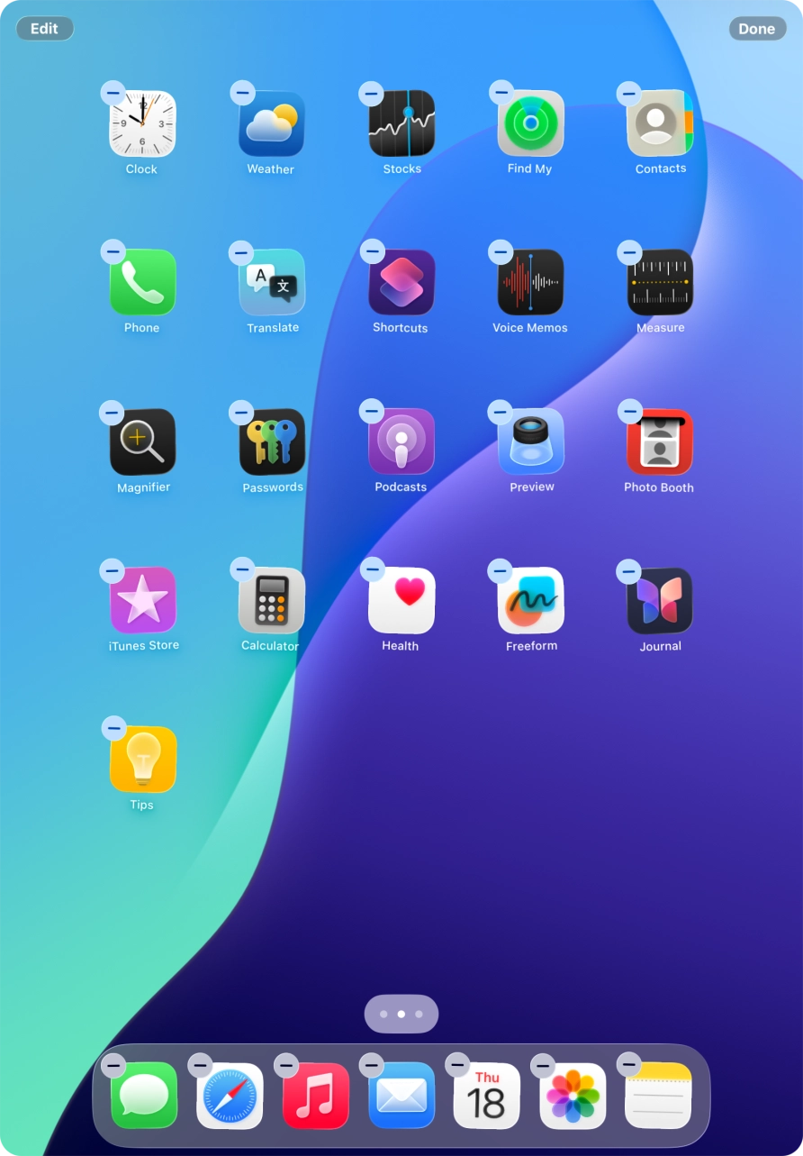 Press the home screen page icon.