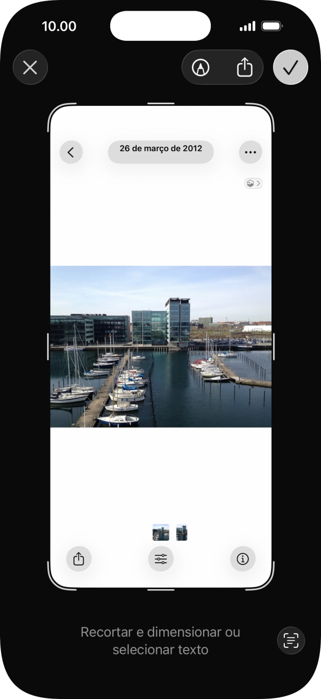 Para utilizar a inteligência a partir de uma captura de ecrã, obtenha uma captura de ecrã e siga as indicações no ecrã, para utilizar a função.