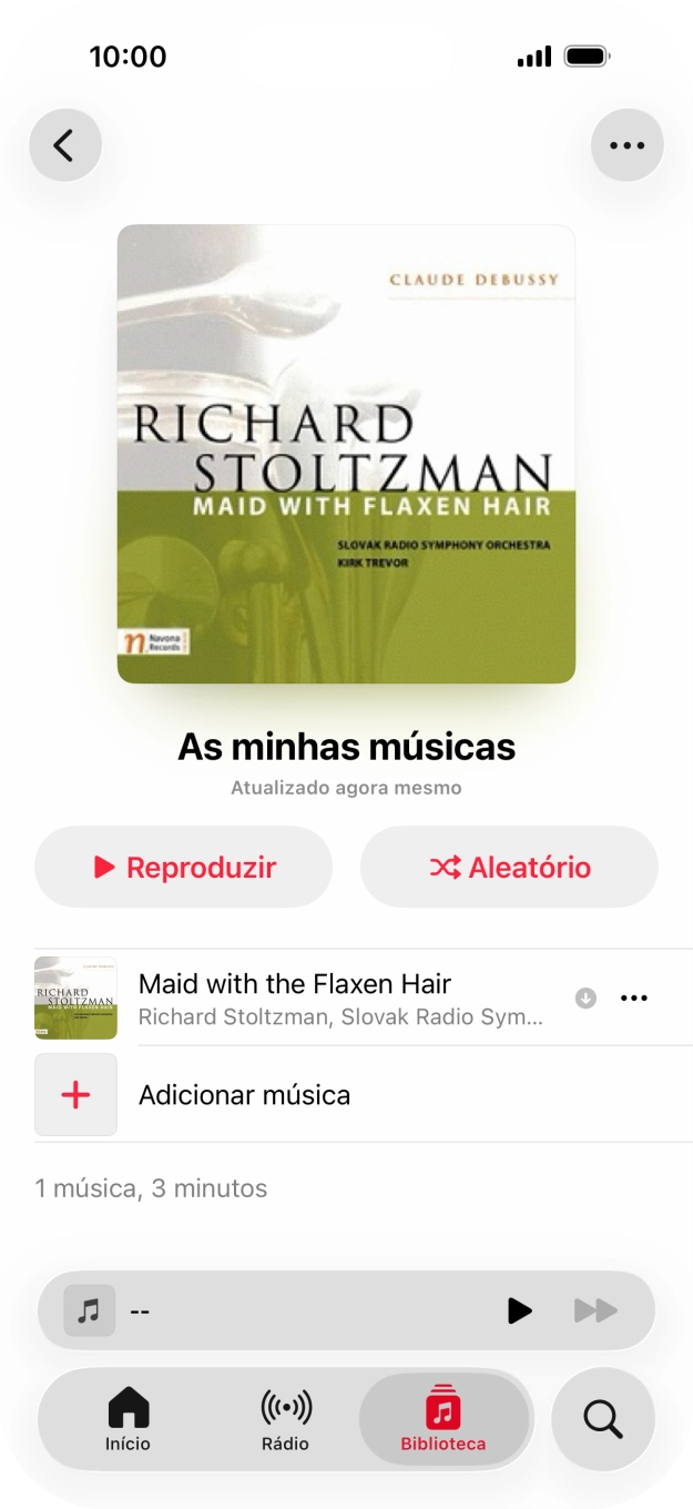 Vá até à categoria ou lista de reprodução pretendida e prima o ficheiro de música pretendido.