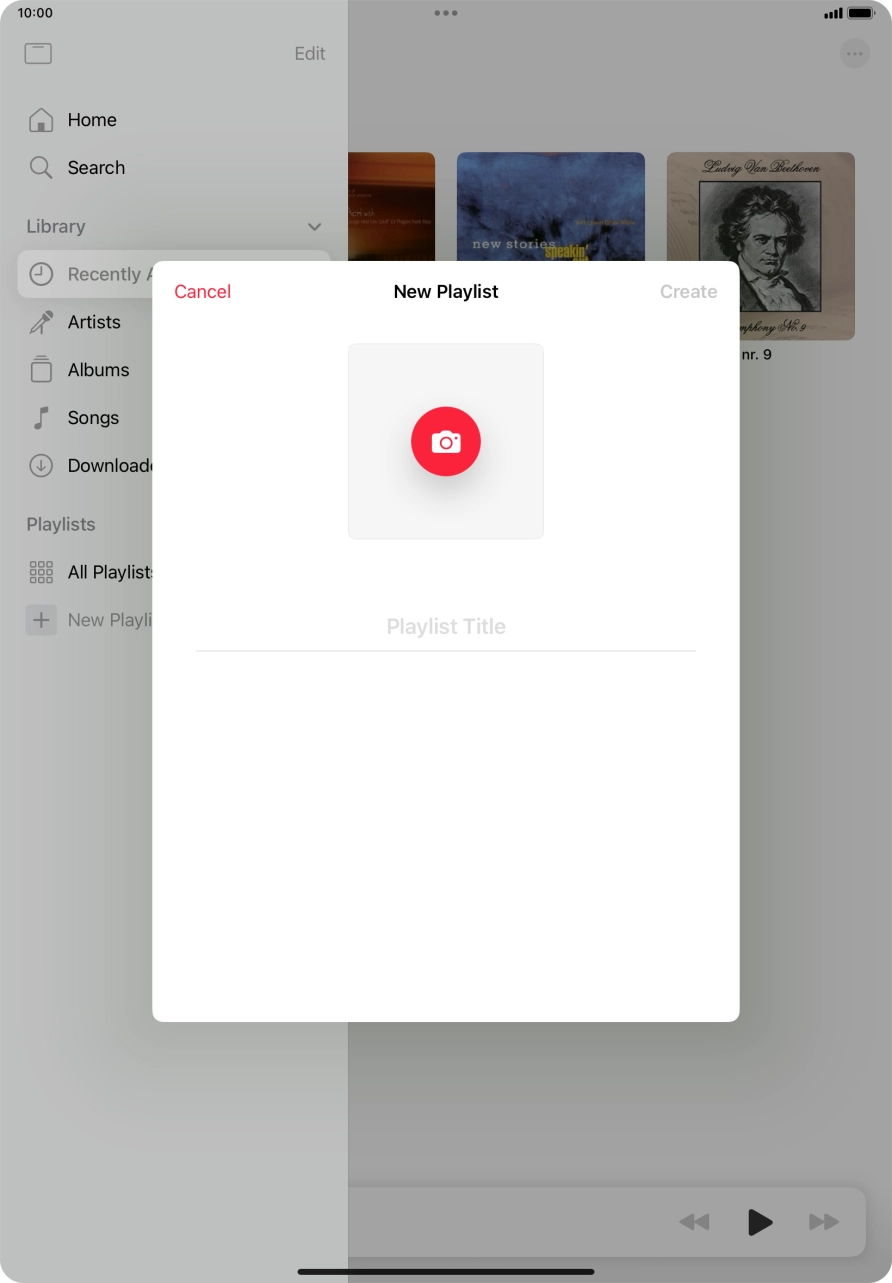 Press the text input field and key in a name for the playlist.