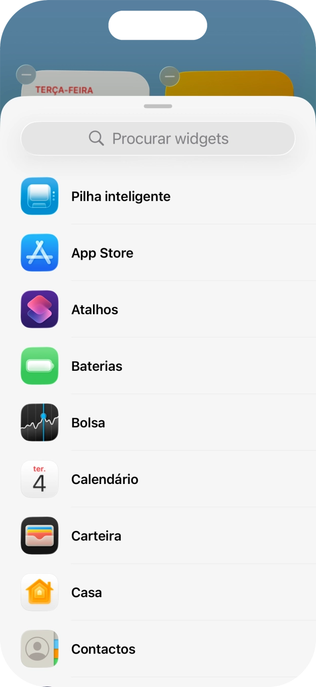 Prima o widget pretendido.