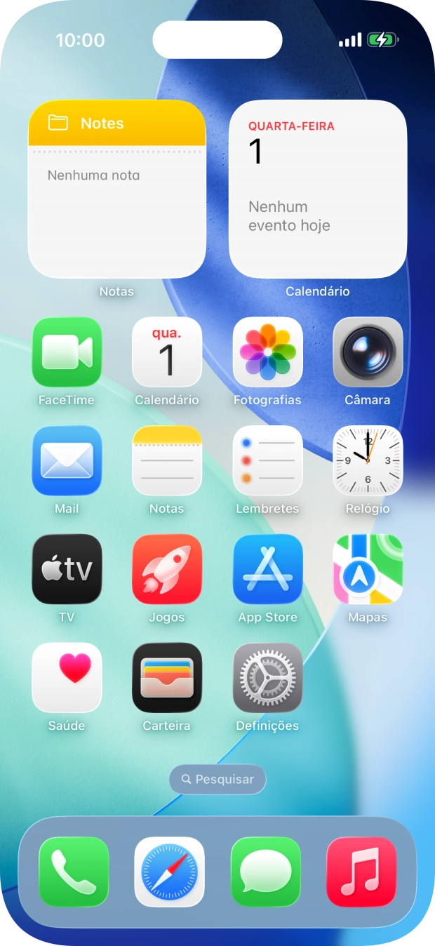 Quando o ícone de bateria em carregamento for mostrado no ecrã, a bateria está em carregamento.