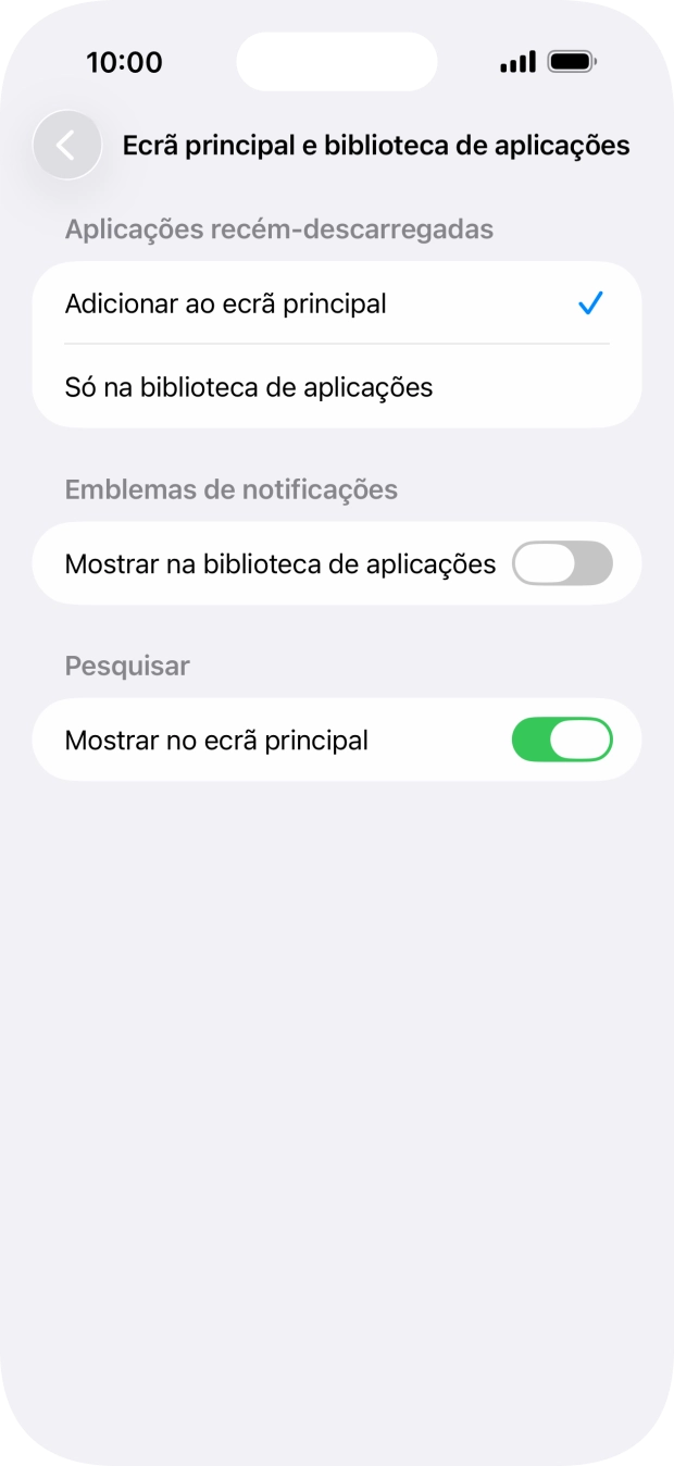Para adicionar apps recém descarregadas ao ecrã inicial e à biblioteca de apps, deve premir Adicionar ao ecrã principal.