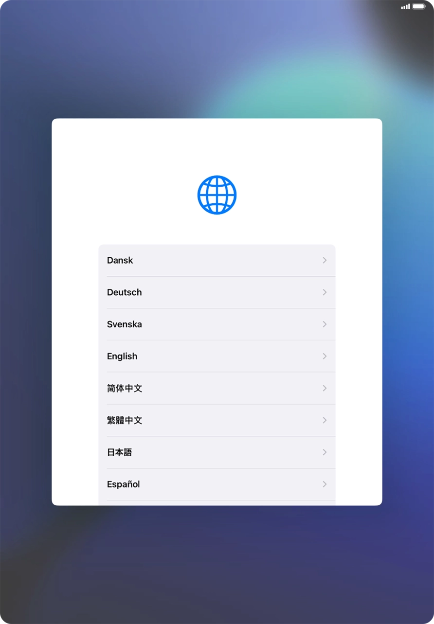 Press the required language. Press the required language.