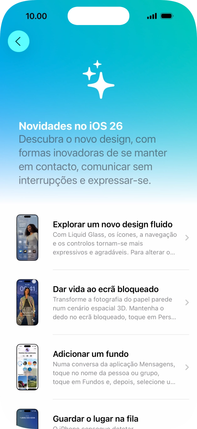 Para voltar ao ecrã inicial, deslize o dedo de baixo para cima a partir da base do ecrã.