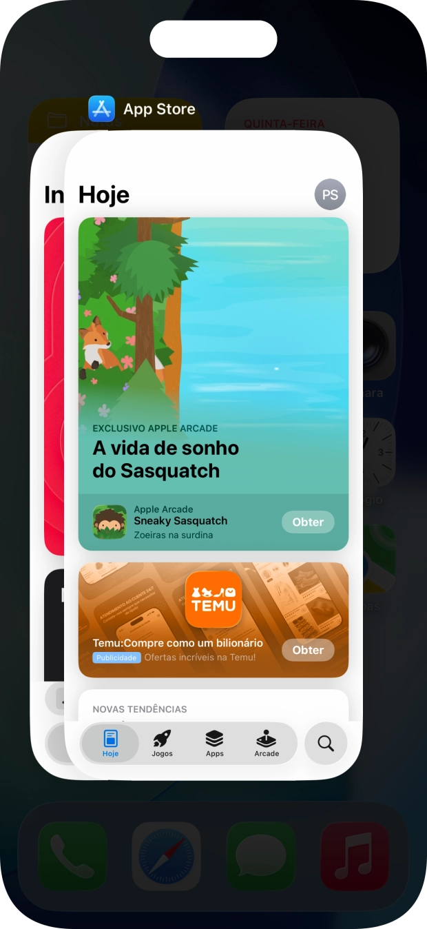 Deslize o dedo para cima sobre a aplicação pretendida para a terminar.