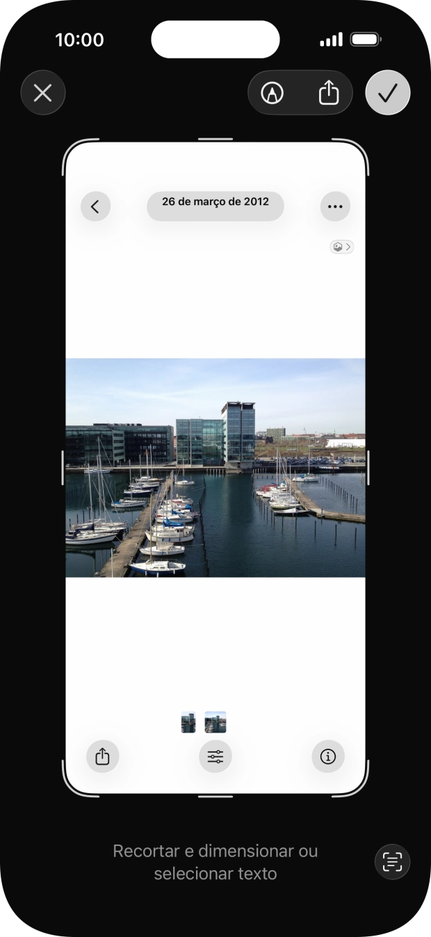 Para utilizar a inteligência a partir de uma captura de ecrã, obtenha uma captura de ecrã e siga as indicações no ecrã, para utilizar a função.