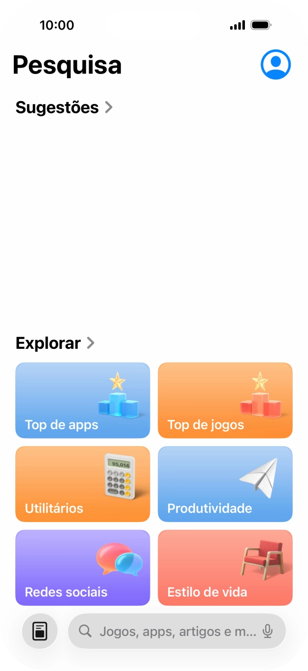 Prima o campo de pesquisa e introduza o nome ou categoria da app pretendida.