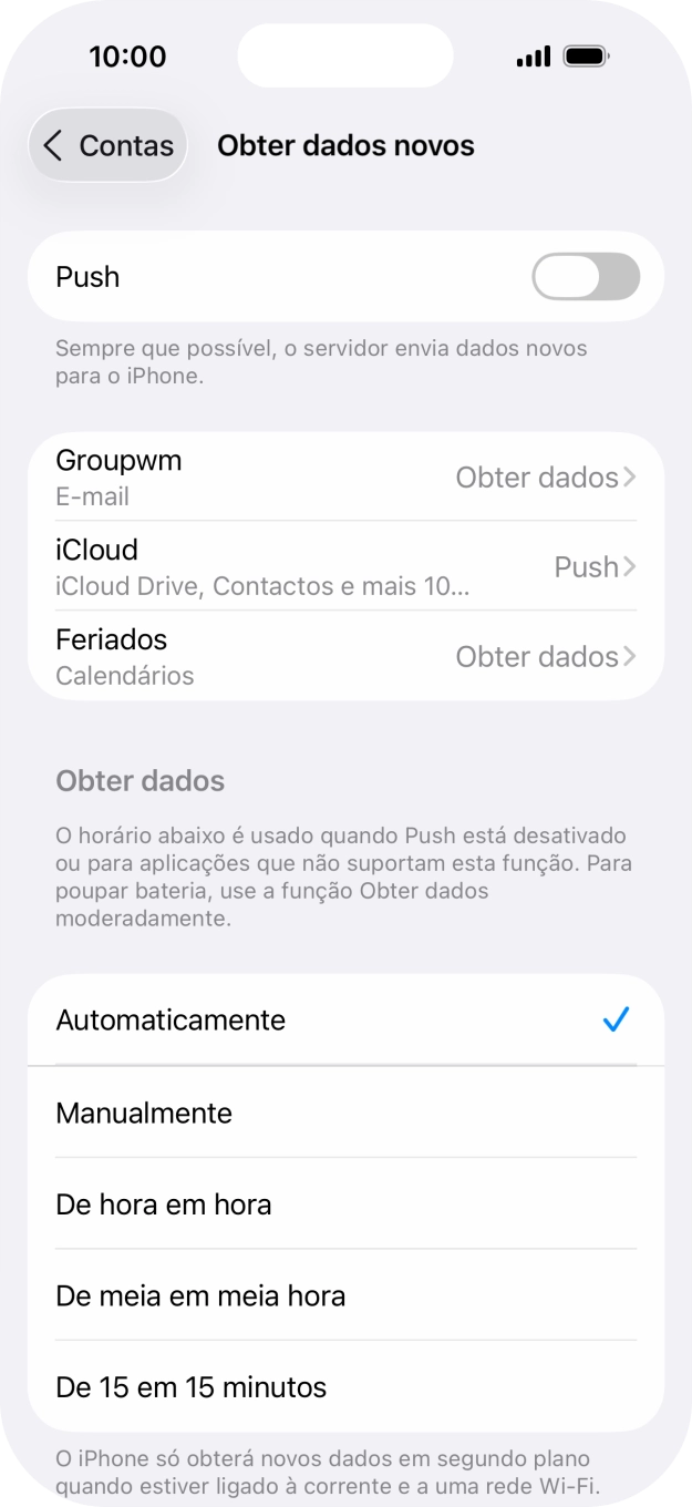 Se desativar a função, prima a definição pretendida.