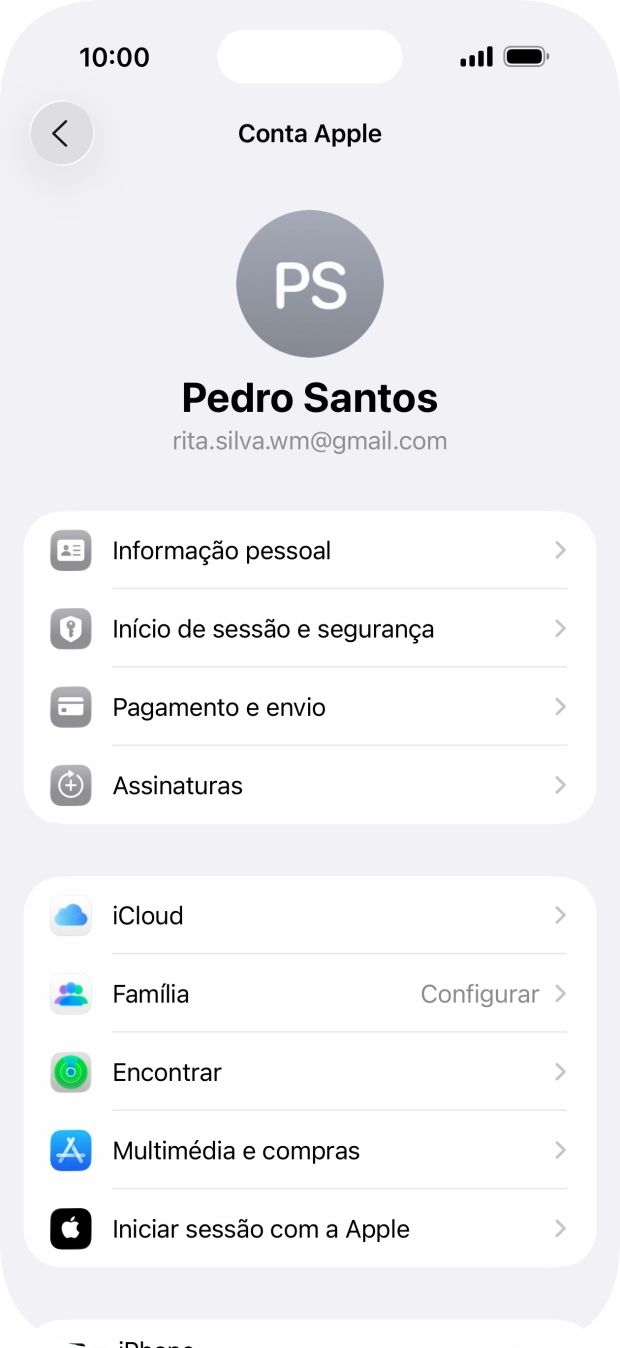Para voltar ao ecrã inicial, deslize o dedo de baixo para cima a partir da base do ecrã.